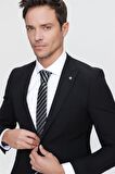  Siyah Basic Düz Slim Fit Dar Kesim 6 Drop Takım Elbise