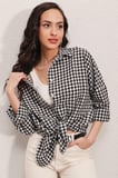 3900 Oversize Kareli Gömlek - Y.Siyah
