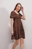 2351 Kloş Poplin Elbise - Kahverengi