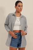 3900 Oversize Uzun Basic Gömlek - C. Siyah