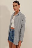 3900 Oversize Uzun Basic Gömlek - C. Siyah