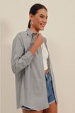 3900 Oversize Uzun Basic Gömlek - C. Siyah