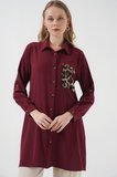 5851 Cep Detaylı Gömlek Tunik - Bordo