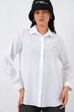 Kadın Oversize Basic Gömlek 20349 - Beyaz