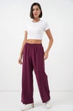 Kadın Beli Lastikli Bol Paça Pantolon 30087 - Bordo