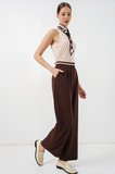 Kadın Geniş Paça Kumaş Pantolon 30088 - Kahverengi