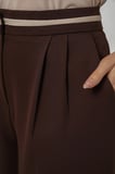 Kadın Geniş Paça Kumaş Pantolon 30088 - Kahverengi