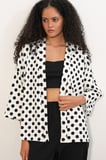 Kadın Örme Puantiyeli Kimono 5996 - Beyaz