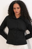 20231 Slim Fit Poplin Gömlek - Siyah