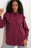 Kadın Fırfır Detaylı Gömlek Tunik 5994 - Bordo