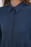 Kadın Dokulu Oversize Keten Gömlek 20381 - Lacivert