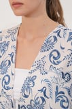 Kadın Desenli Oversize Kimono 5999 - Mavi