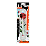 ÇİÇEK DESENLİ PLASTİK DERECE - ODA TERMOMETRESİ  -10 - +50℃ ÖLÇER = 5 X 19CM (5042)