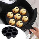 7 Gözlü Silikon Çok Amaçlı Airfryer Muffin Cupcake Kek ve Çörek Pişirme Kalıbı (5042)