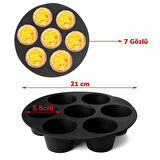 7 Gözlü Silikon Çok Amaçlı Airfryer Muffin Cupcake Kek ve Çörek Pişirme Kalıbı (5042)