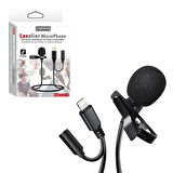 JH-041-A LIGHTNING GİRİŞLİ VE KULAKLIK GİRİŞLİ YOUTUBER YAKA MİKROFONU (5042)
