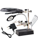 BÜYÜTEÇ MG-16129C MASA ÜSTÜ HAVYA SEHPASI PİLLİ+ADAPTÖRLÜ (4.2V-500MA) (5042)