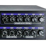 DEXUN D-400 500 W 100V/70V/4-16 OHM USB/SD/BT 6 BÖLGELİ 3 MİK 3 AUX GİRİŞLİ TRAFOLU MIXER ANFİ (5042)