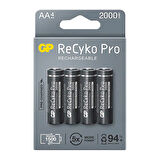 GP RECYKO PRO AA 2000 MAH ŞARJLI 4LÜ PİL GP210AAHCB-2EB4 (GPRHC212B309) (5042)