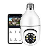 WiFi 360 Panoramik Ampul Kamera Gece Görüş Ses Akıllı Hareket Algılayıcı (5042)