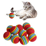 3lü Gökkuşağı Sünger Kedi Köpek Çiğneme Oyun Topu 4,2 cm (5042)