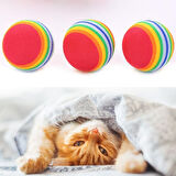 3lü Gökkuşağı Sünger Kedi Köpek Çiğneme Oyun Topu 4,2 cm (5042)