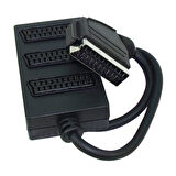 SCART DAĞITICI 3 LÜ SİYAH (1 ERKEK - 3 DİŞİ SCART) (5042)
