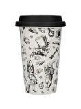 Mikasa x V&A Alice In Wonderland 350ml Silikon Kapaklı Porselen Çift Çidarlı Kupa