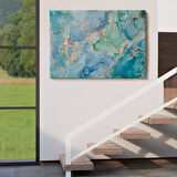 Mürekkep ve Alkol Elementleri ile Mermer Deseni Verilmiş Kanvas Tablo-5050