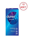 Durex Klasik Standart Fit Prezervatif 10'Lu- 12 ADET-SKT:02/2028