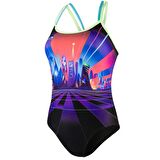 SPEEDO KADIN ANTRENMAN MAYOSU NEON FAN PLMT DOUB XBCK AF BLK/GRN 8-10626D279 YZM UK BEDEN