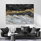 Mermer Desenli ve Altun Tozu Detaylı Soyut Modern Kanvas Tablo-5054
