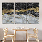 Mermer Desenli ve Altun Tozu Detaylı Soyut Modern Kanvas Tablo-5054