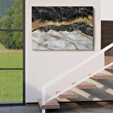 Mermer Desenli ve Altun Tozu Detaylı Soyut Modern Kanvas Tablo-5054