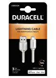 Duracell Apple Uyumlu 1m Şarj Data Kablosu Beyaz USB5012W
