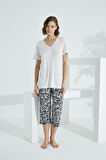 Bambu Soft Kumaş Kısa Kol Kadın Kapri Takım 71037