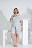 Angelique Bambu Kumaş Kısa Kol Düğmeli Kadın Şort Takım 22050