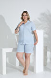 Angelique Bambu Kumaş Kısa Kol Düğmeli Kadın Şort Takım 22052