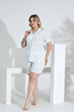 Angelique Bambu Kumaş Kısa Kol Düğmeli Kadın Şort Takım 22056