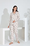 Etoile %100 Pamuk Uzun Kol Önden Düğmeli Kadın Pijama Takımı 98241