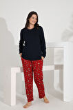 Etoile %100 Pamuk Uzun Kol Manşetli Cepli Kadın Pijama Takımı 98515-516