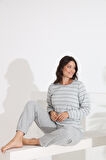 Etoile %100 Pamuk Uzun Kol Manşetli Cepli Kadın Pijama Takımı 98510-511