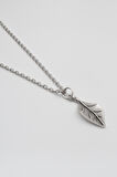 Gerçekçi Yaprak Düz Ezme Zincir Kolye - Antik Gümüş Kaplama - Kadın Erkek - 60 cm