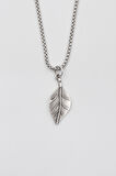 Gerçekçi Yaprak Örme Zincir Kolye - Antik Gümüş Kaplama - Kadın Erkek - 60 cm
