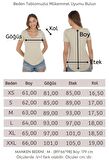 Viskon Dökümlü Dekolte Yaka Tişört-Bej