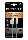 Duracell 1m USB-A to Micro USB Örgülü Şarj Kablosu - Beyaz