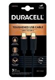 Duracell 1m Usb-C To Usb-C Örgülü Şarj Kablosu - Siyah