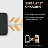 Duracell 1m USB-C to USB-C Örgülü Şarj Kablosu - Beyaz