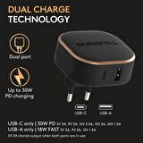 Duracell 30W 4X Hızlı Şarj Başlığı ( USB-A,USB-C ) - Siyah