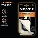 Duracell 2m Lightning to USB-A Örgülü Şarj Kablosu - Siyah